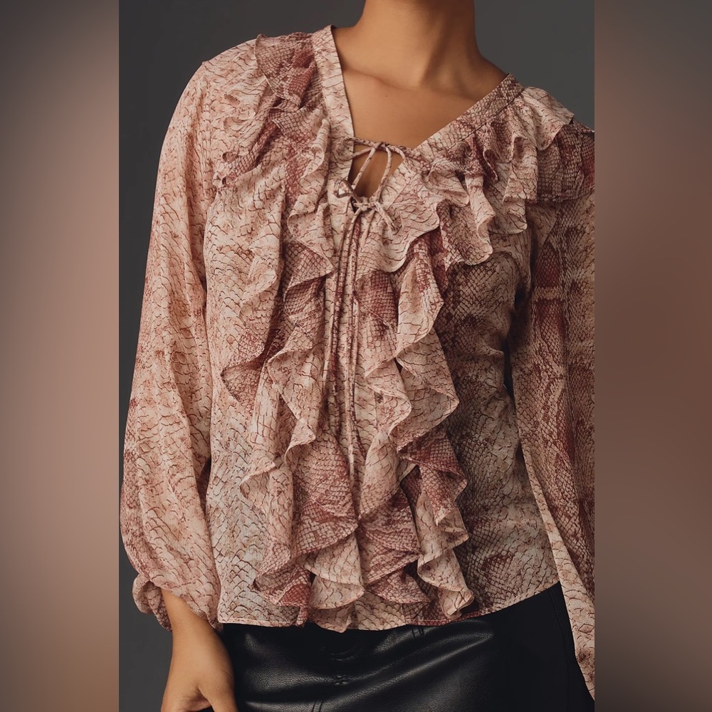 Long-Sleeve Ruffled Blouse - Picture 4 of 11